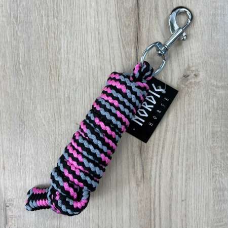 Nordic Horse Führstrick pink-grau-schwarz, Anbindestrick mit silbernem Karabiner