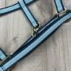 Halfter Equest Dual Plus Island Green, antrazith unterlegt & mit Dornschnalle, messing finish