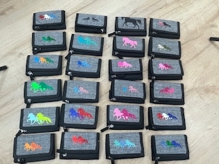 Geldbörse klein grau melliert mit Islandpferdeaufdruck (versch. Varianten)