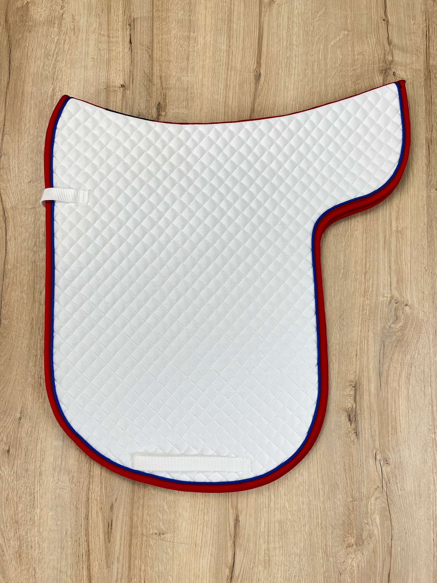 IMG_5487 Satteldecke Island Equest weiß Biese royalblau Einfass rot