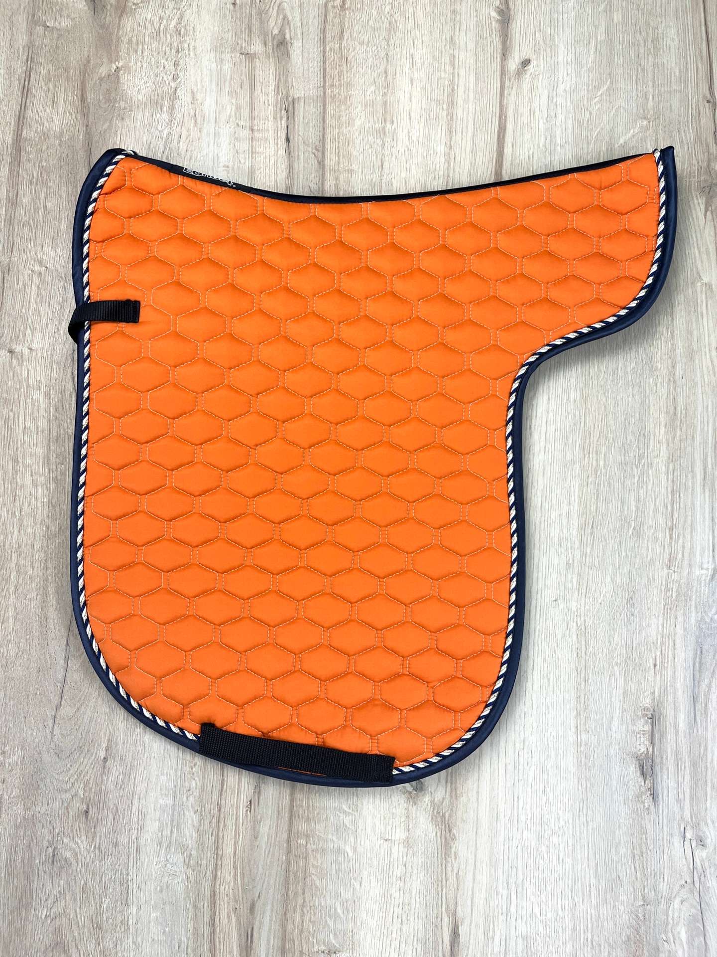 Satteldecke Island Macro Twin orange Kordel gold-weiß-navy Einfass navy Satin