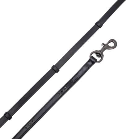 Lederzügel mit Karabiner, schwarz