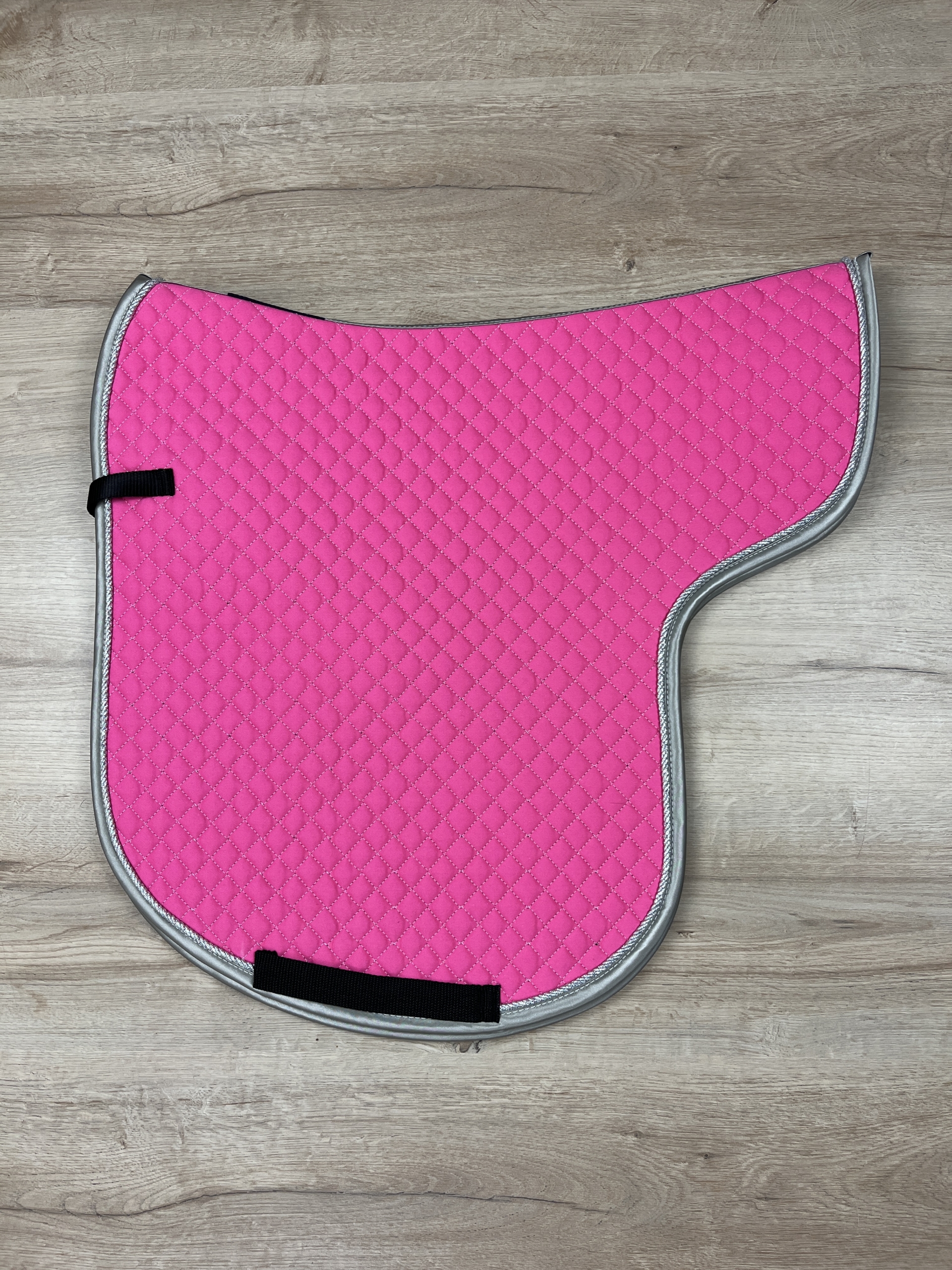 Satteldecke Island anatomic pink Kordel silber lurex Einfass grau Satin, neue Form!!