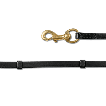 Lederzügel schwarz mit Stegen, Karabiner messing