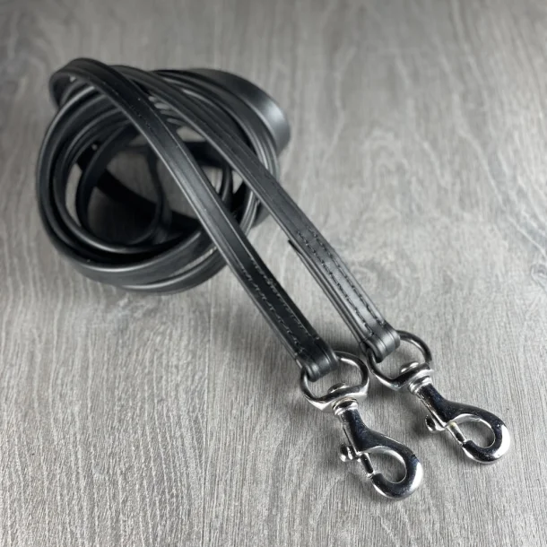 Schwarze Biothane-Zügel mit Rillen