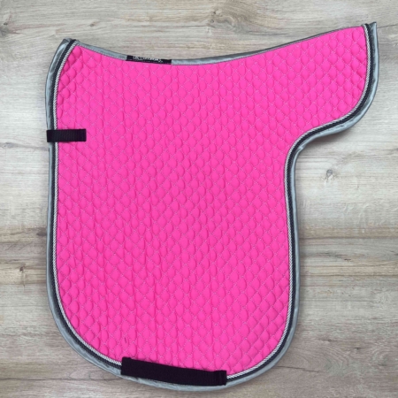 Satteldecke Equest Island pink Kordel silber und Kordel Antrazith Einfass grau Satin