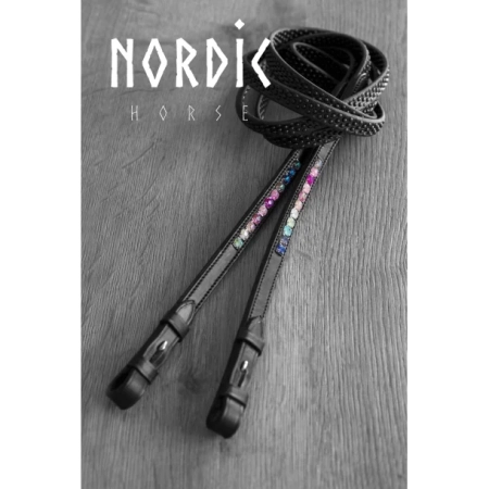 Nordic-Horse Rainbow Biothane super Grip T2-Zügel mit Schnalle