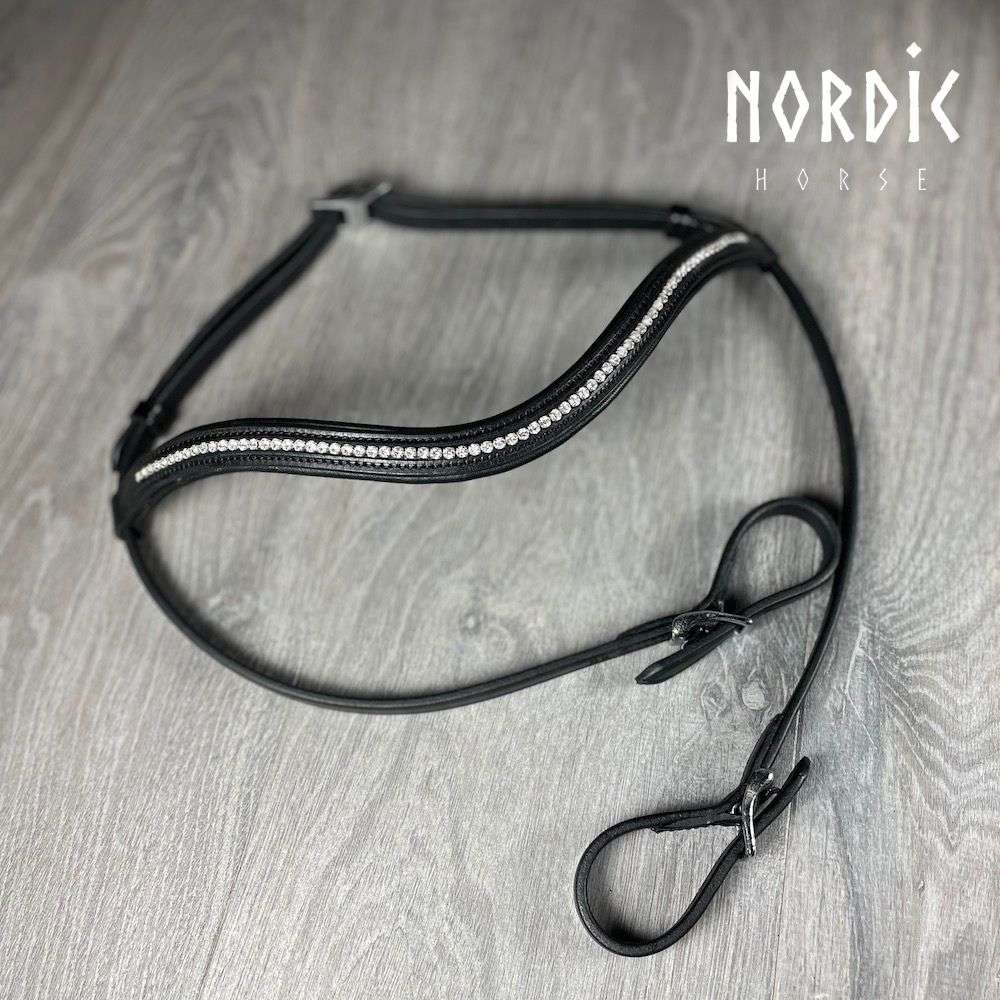 Nordic Horse Trense komplett mit einer Reihe kleiner Steine silber, engl. komb. Reithalfter