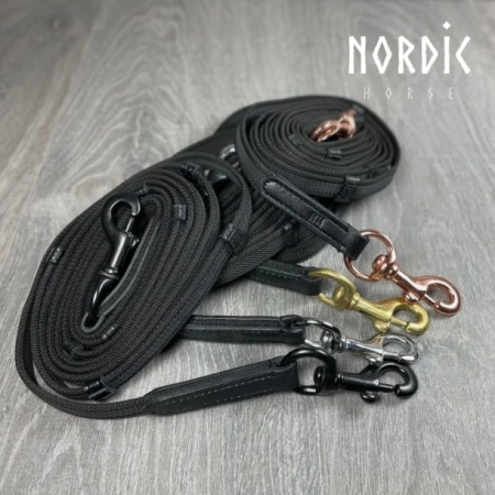 Nordic Horse Gurtzügel schwarz oder braun mit Stegen und Karabinern Chrom o. Messing