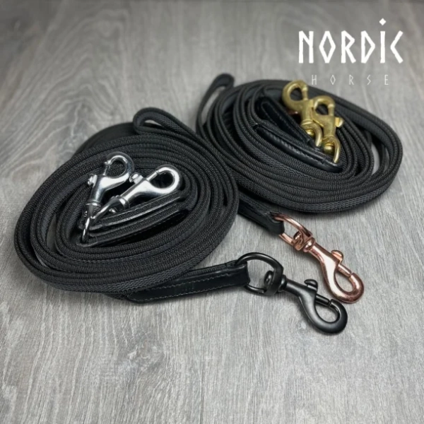 Nordic Horse Gurtzügel OHNE Stege, schwarz oder braun mit Karabiner Messing o. Chrom