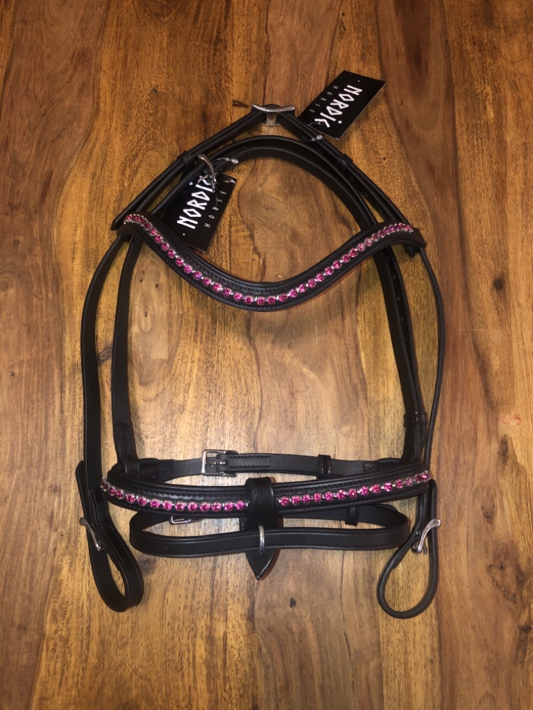 Trense Nordic Horse große Steine pink engl. kombiniert