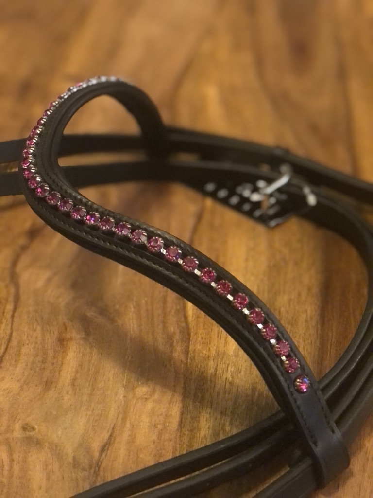 Trense Nordic Horse große Steine pink engl. kombiniert