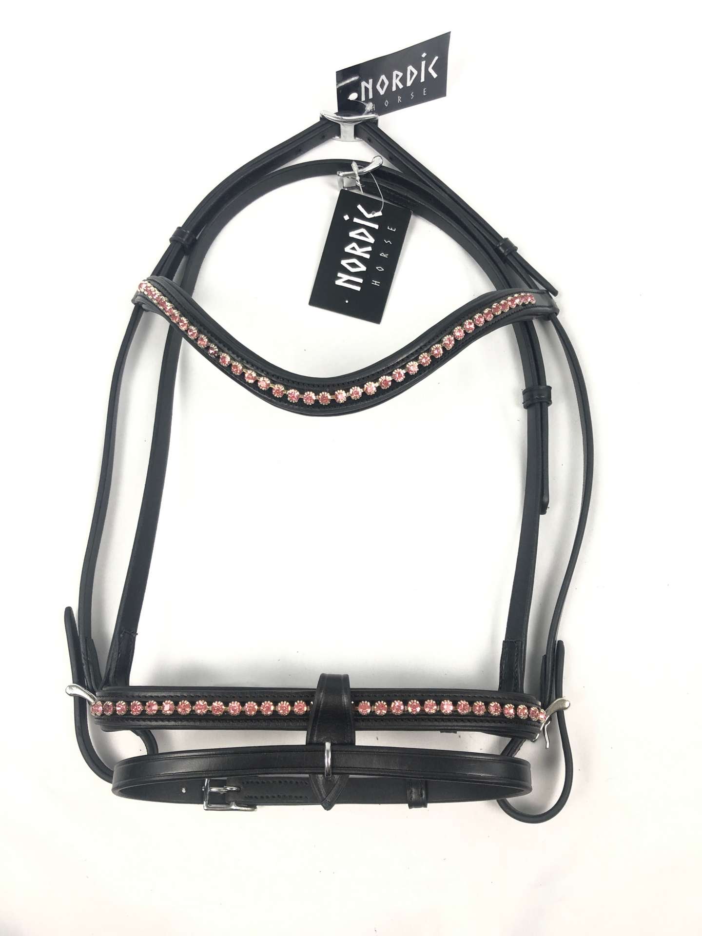 Trense Nordic Horse große Steine hell-rosa engl. kombiniert