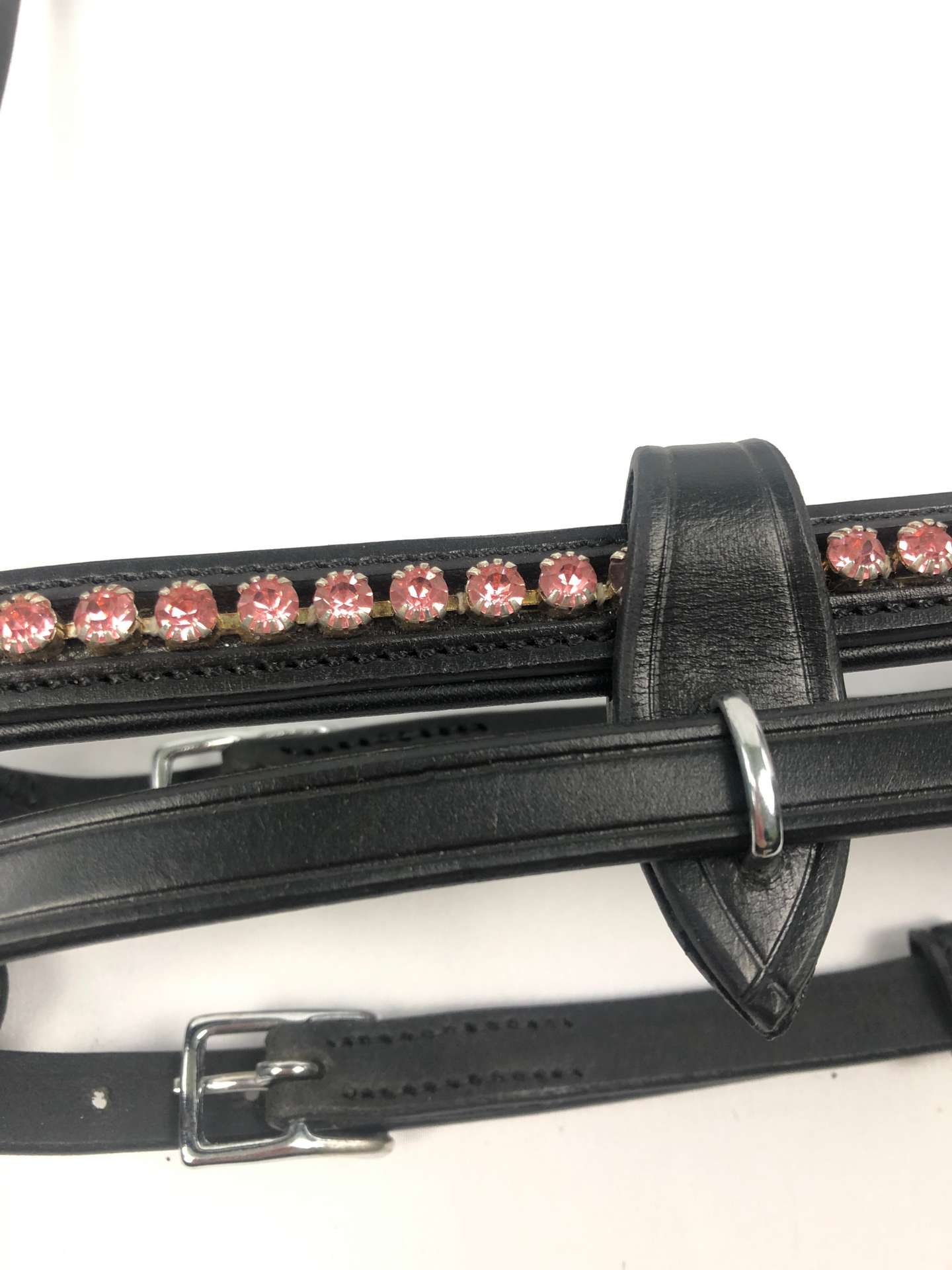 Trense Nordic Horse große Steine hell-rosa engl. kombiniert