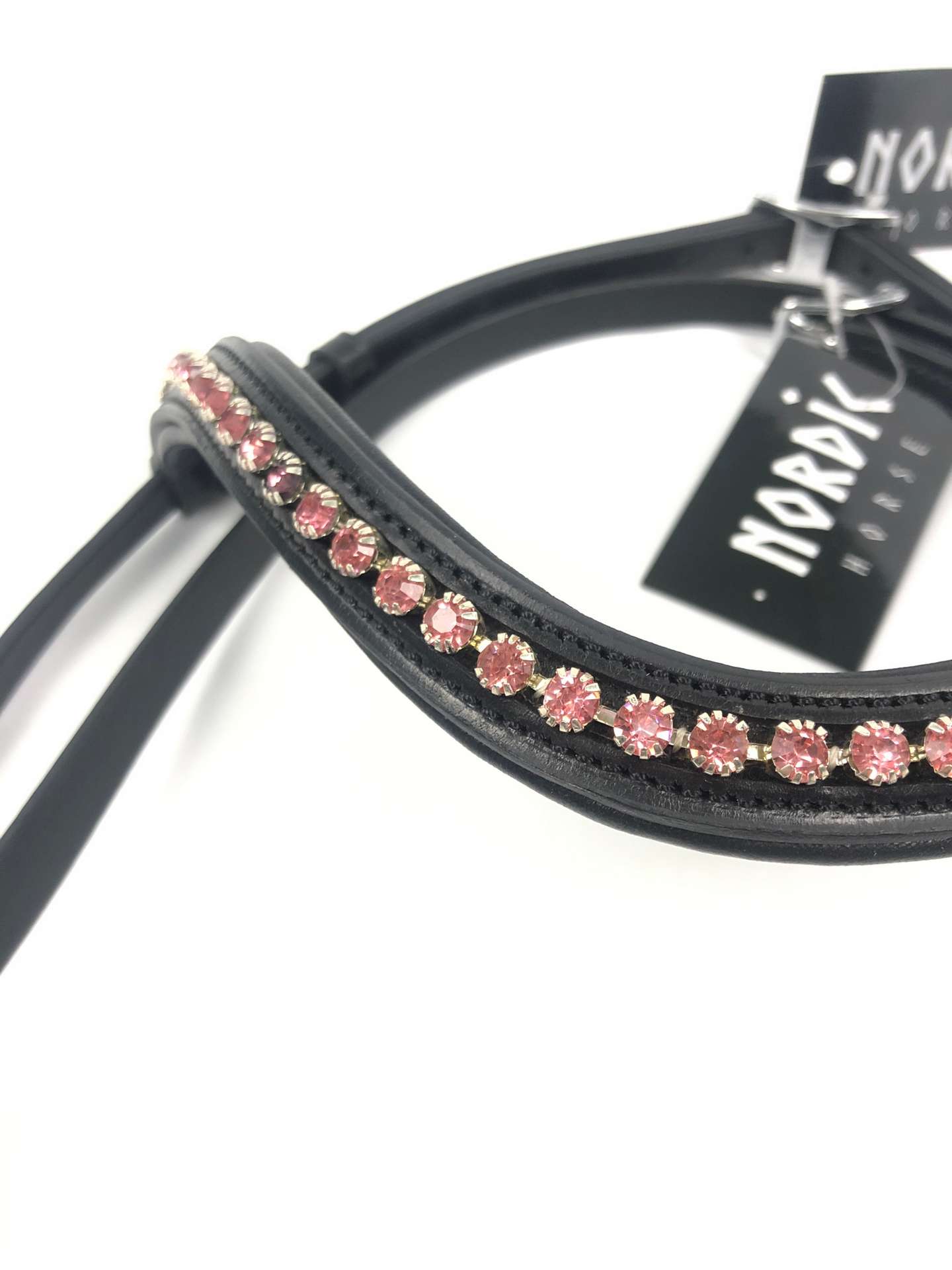 Trense Nordic Horse große Steine hell-rosa engl. kombiniert