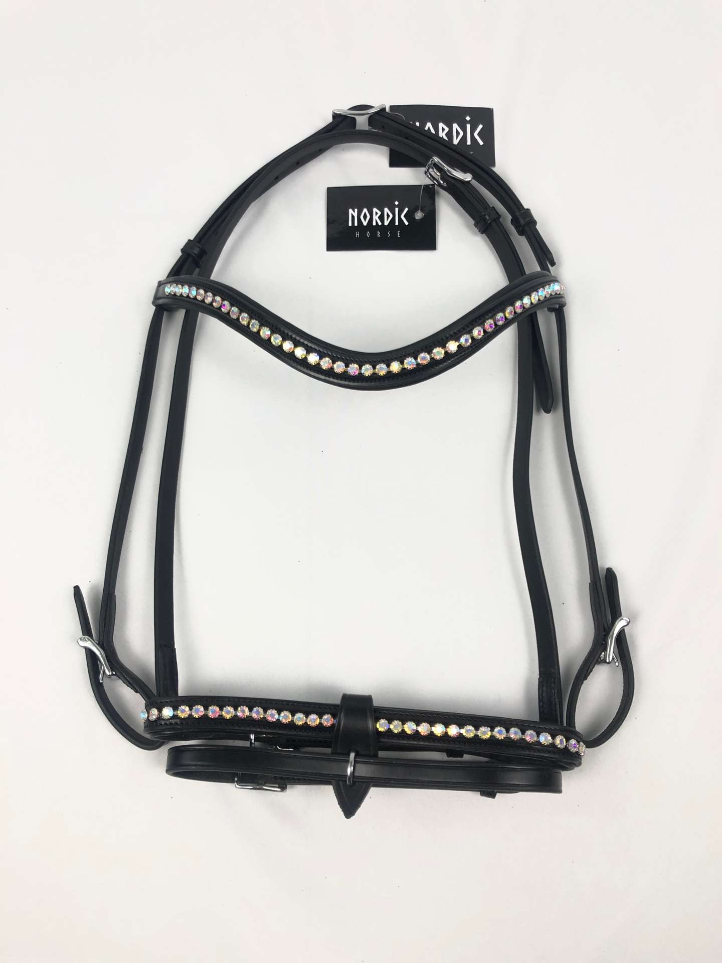 Trense Nordic Horse große Steine weiß-irisierend engl. kombiniert