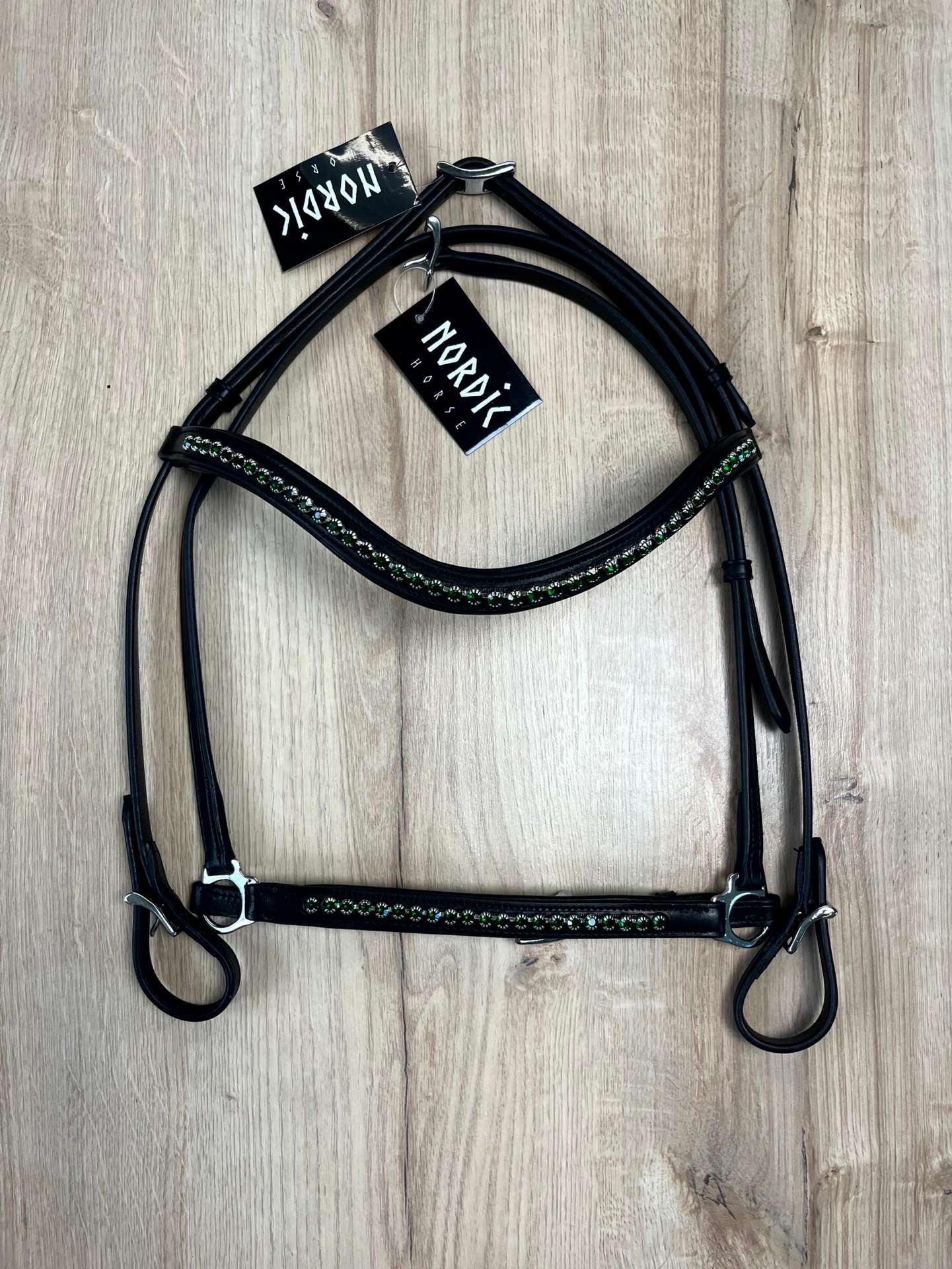 Nordic Horse Trense große grüne Steine, hann. Reithalfter