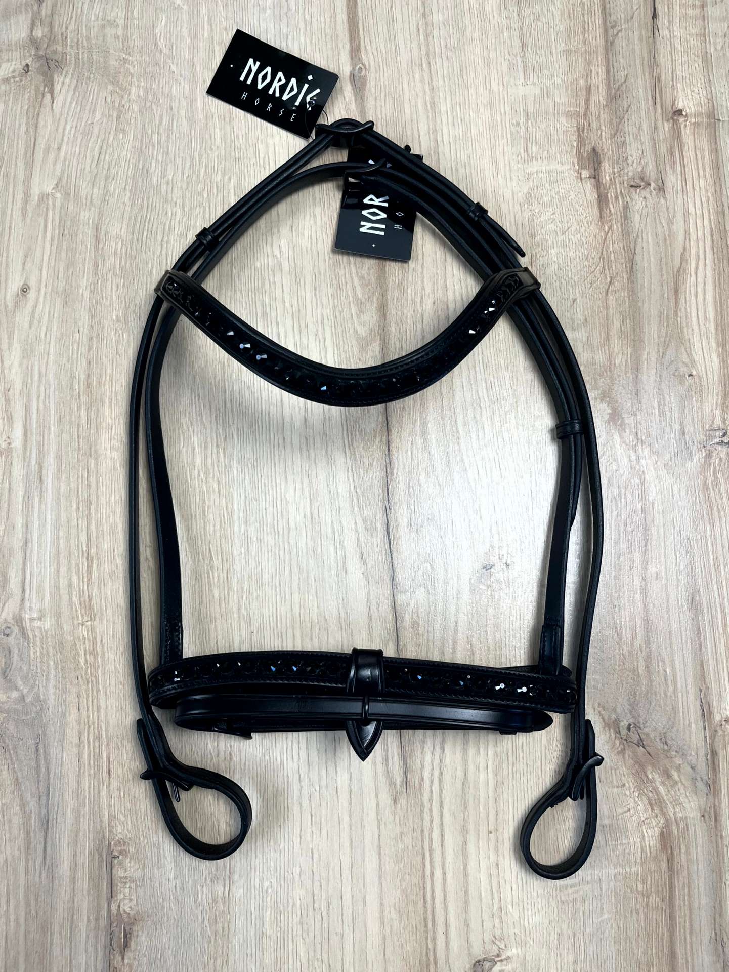 IMG_3360 Nordic Horse Trense komplett All Black, engl komb. Reithalfter