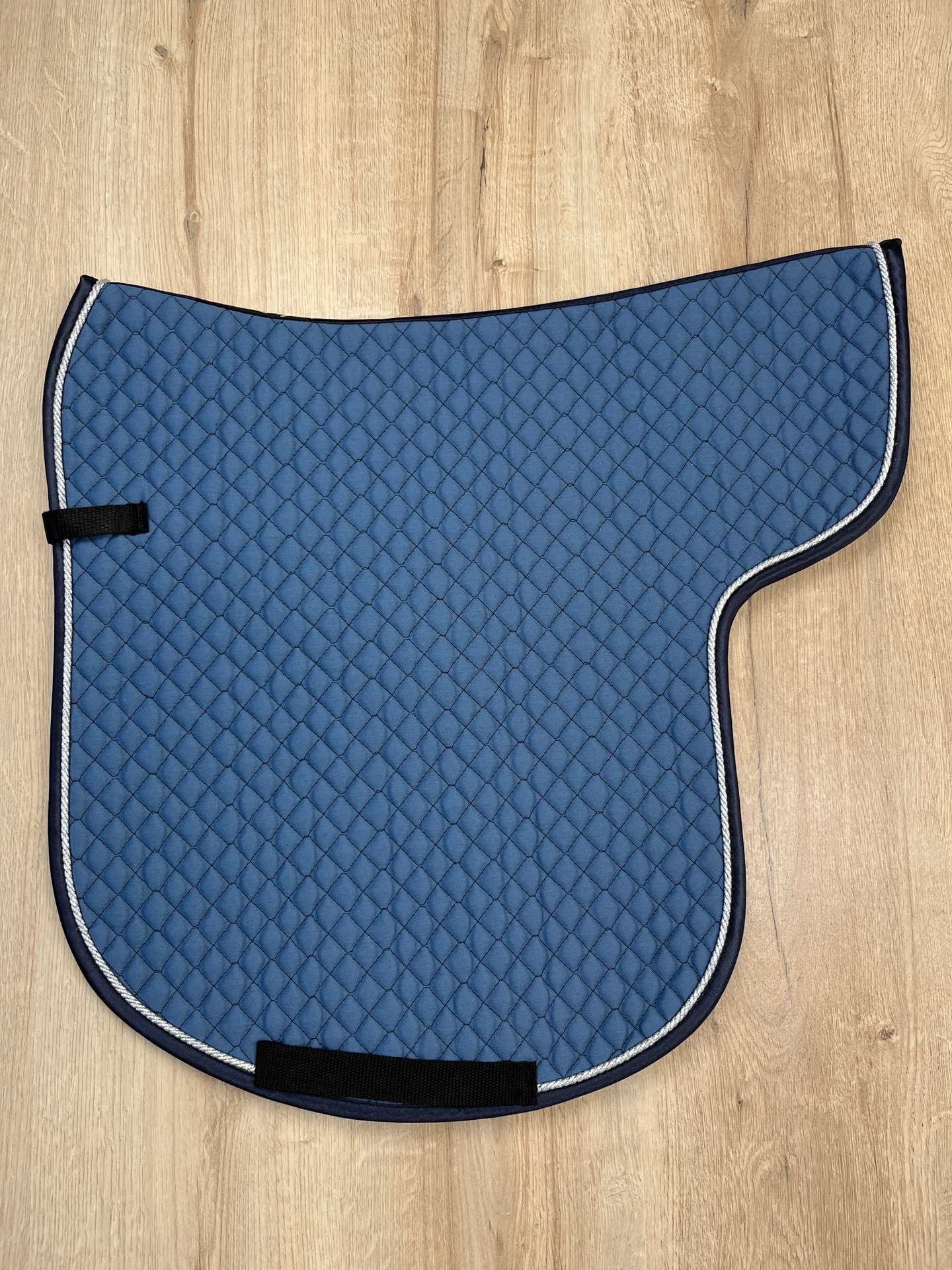 Satteldecke Island anatomic jeansblau Kordel silber Lurex Einfass navy NEUE FORM!!