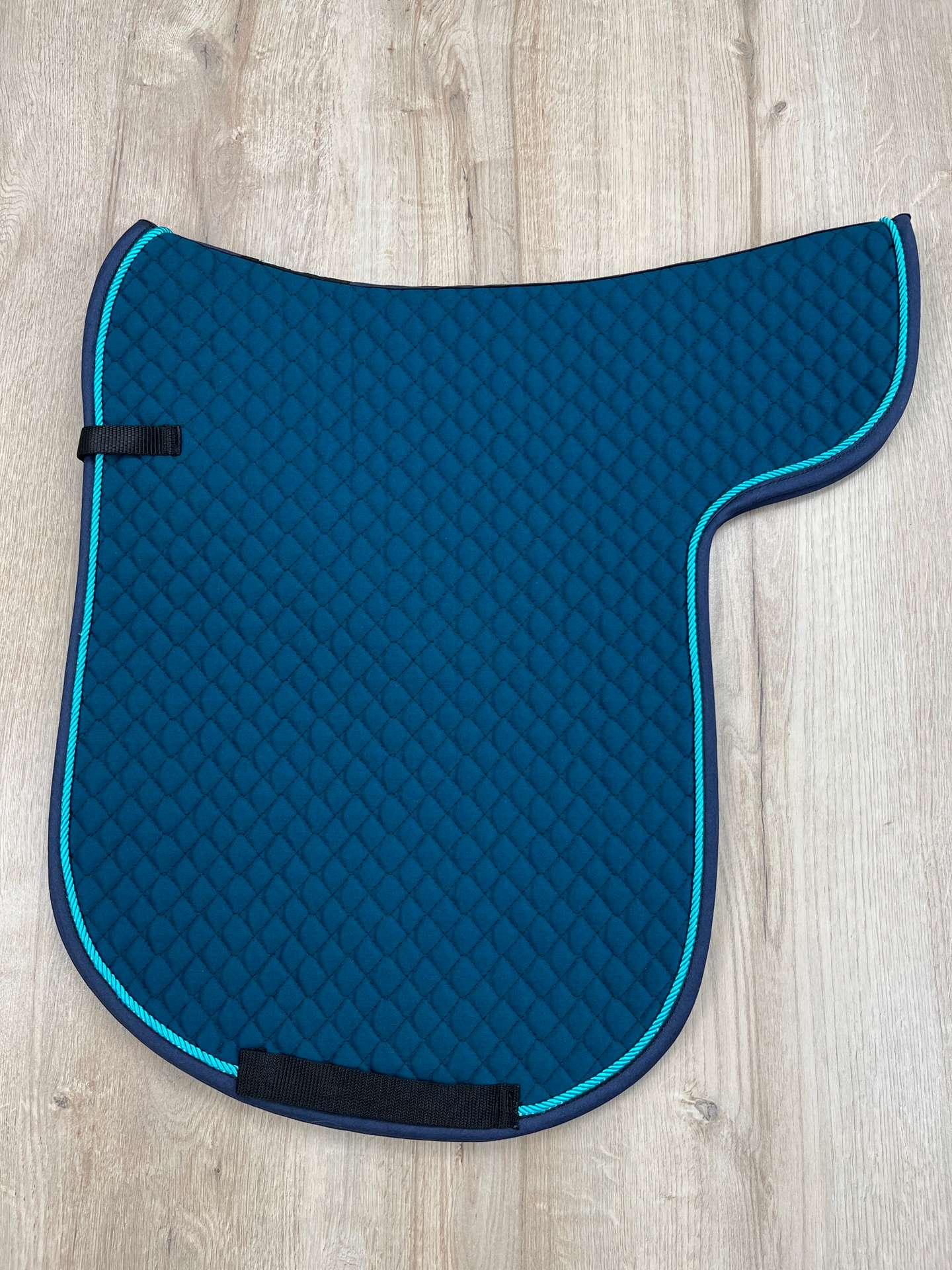 Satteldecke Island petrol mit Kordel türkis Einfass marine