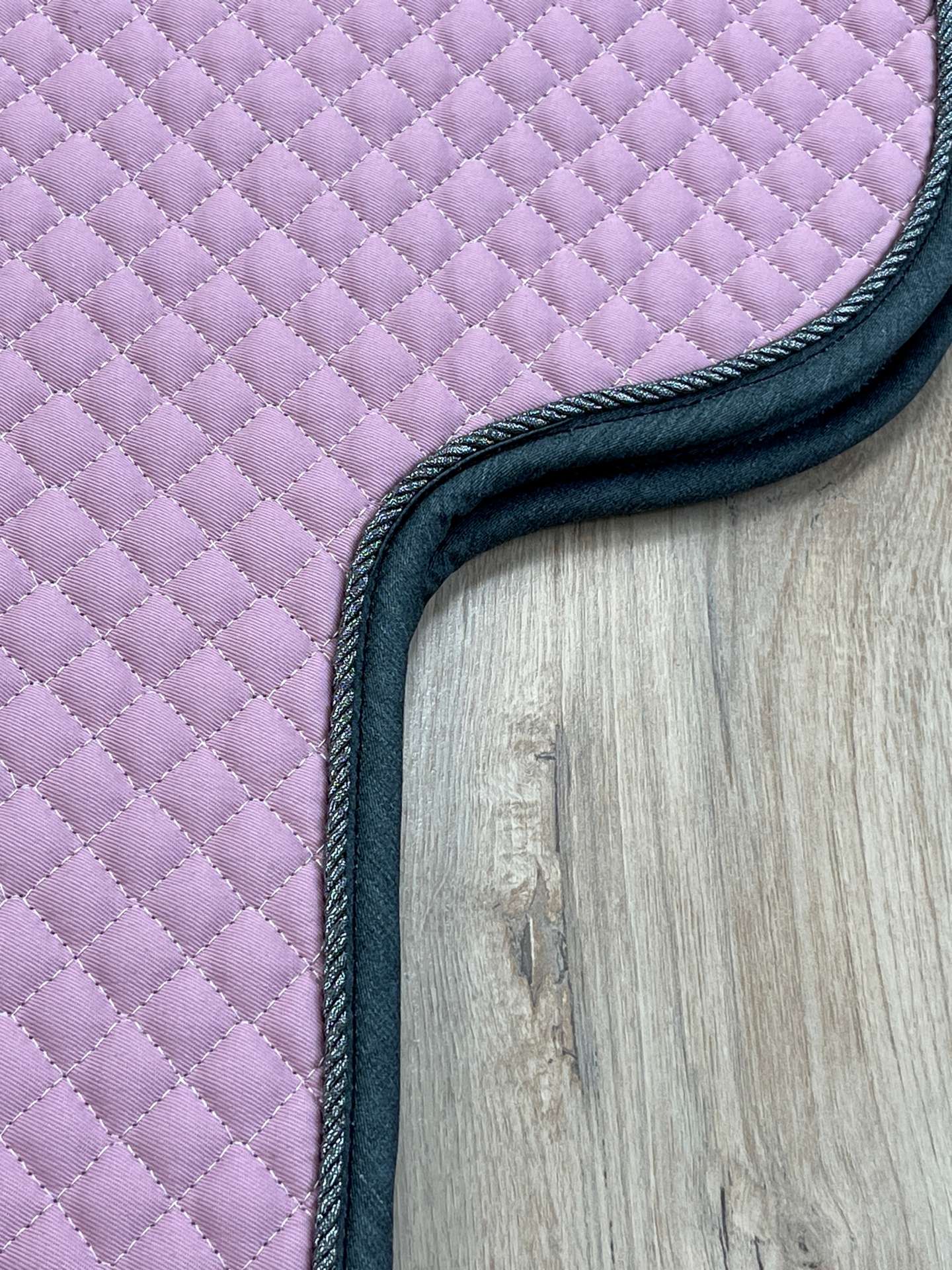 Satteldecke Island antique rosé Kordel anthrazit Lurex, Einfass anthrazit melange