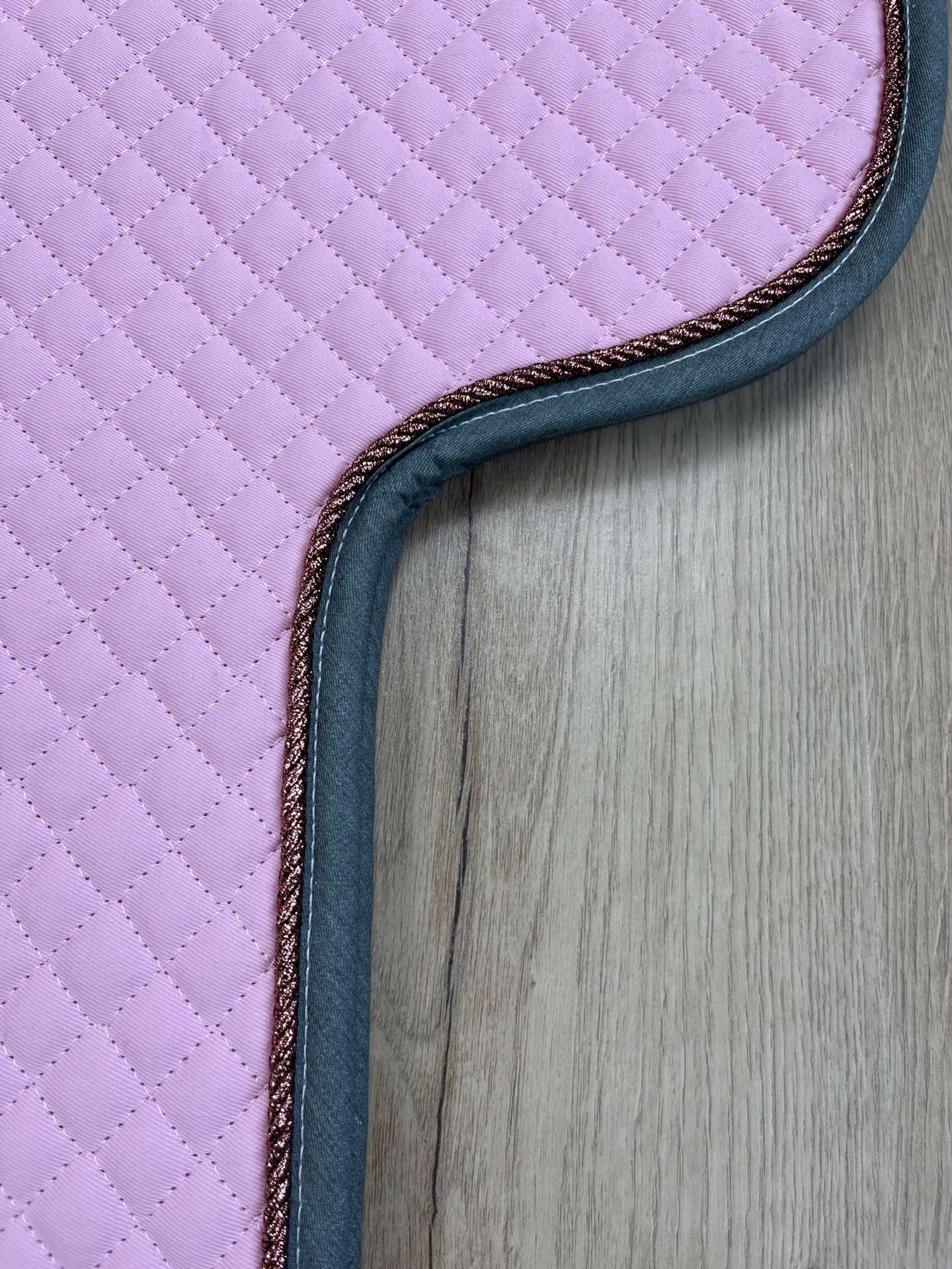 Satteldecke Island rosa, Kordel Roségold (Kupfer) Einfass grau melange