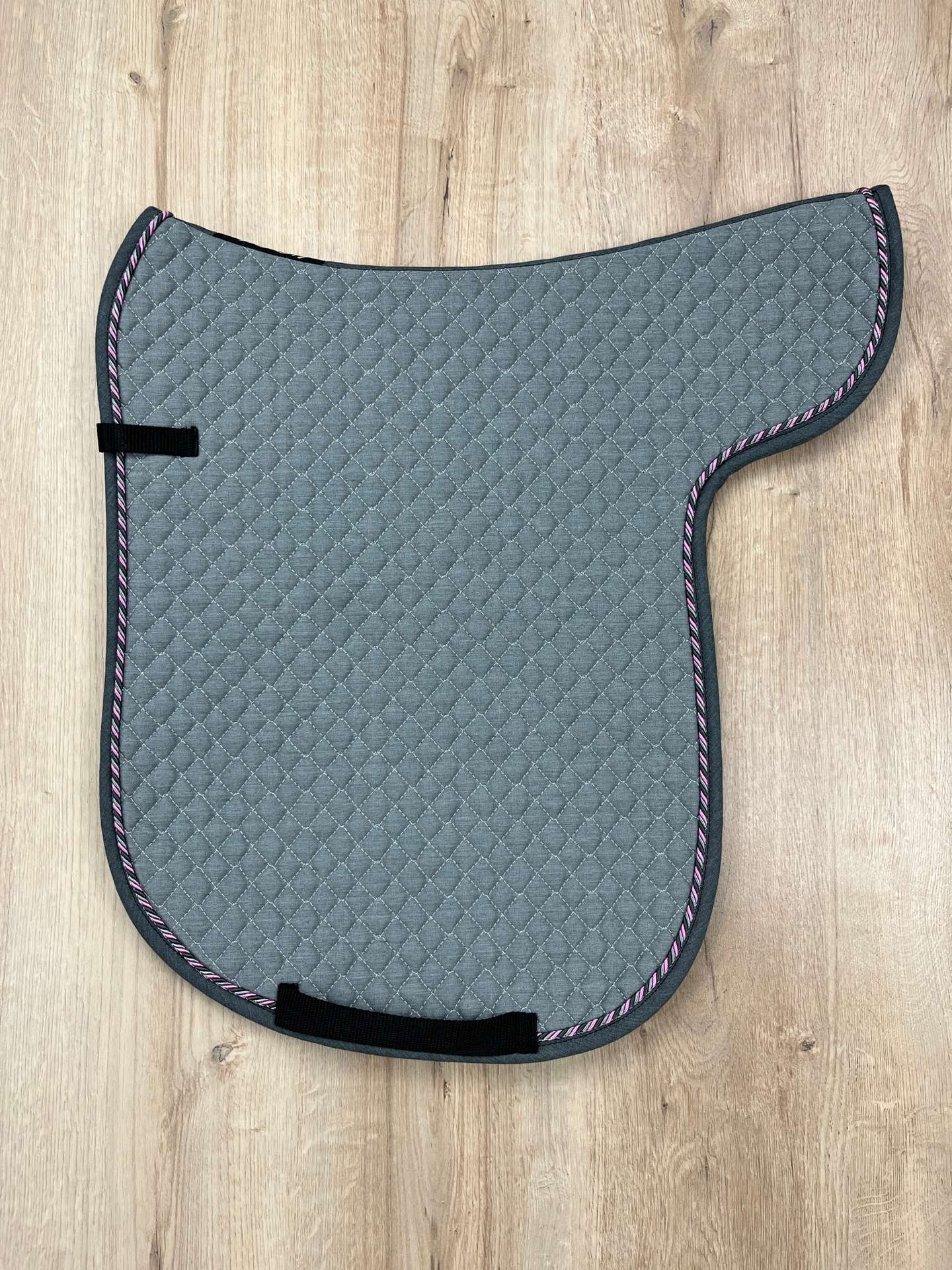 Satteldecke Island grau-melange, Kordel candela Einfass anthrazit-melange