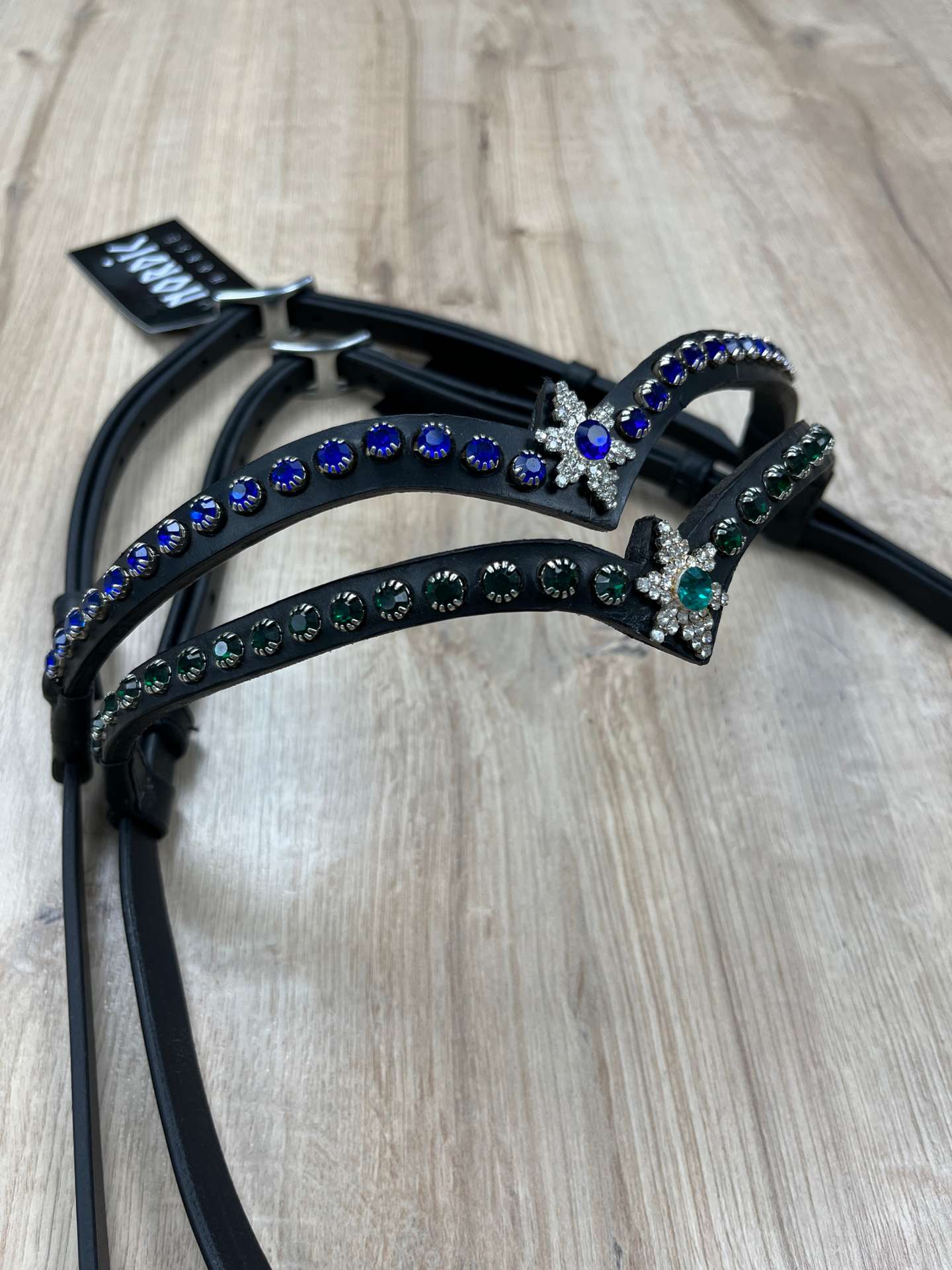 Kopfstück Nordic Horse Stern mit Stein in der Mitte, blau, grün oder weiß