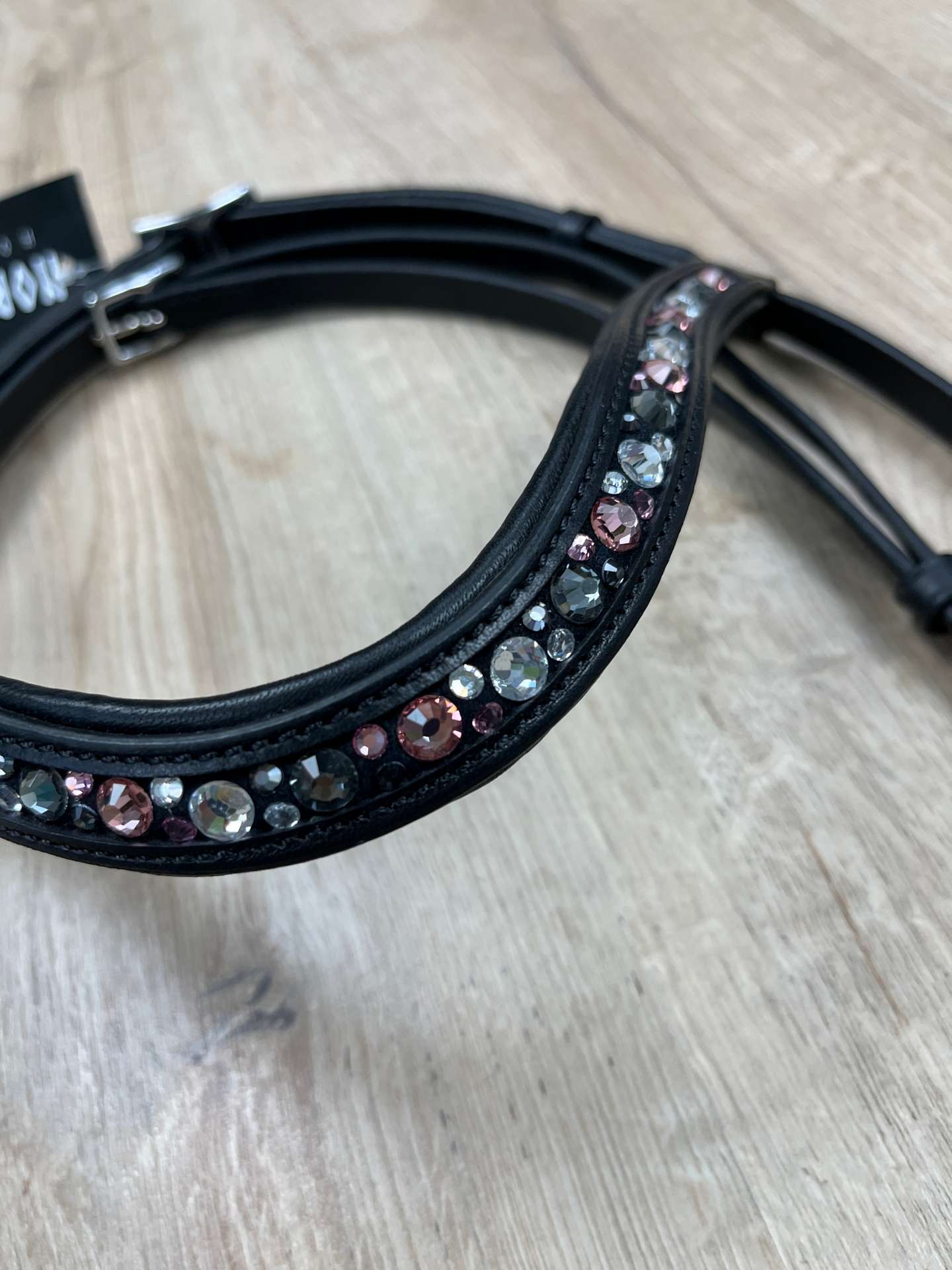 Nordic Horse Trense komplett pink, klare u. dunkle Steine, hann. Reithalfter