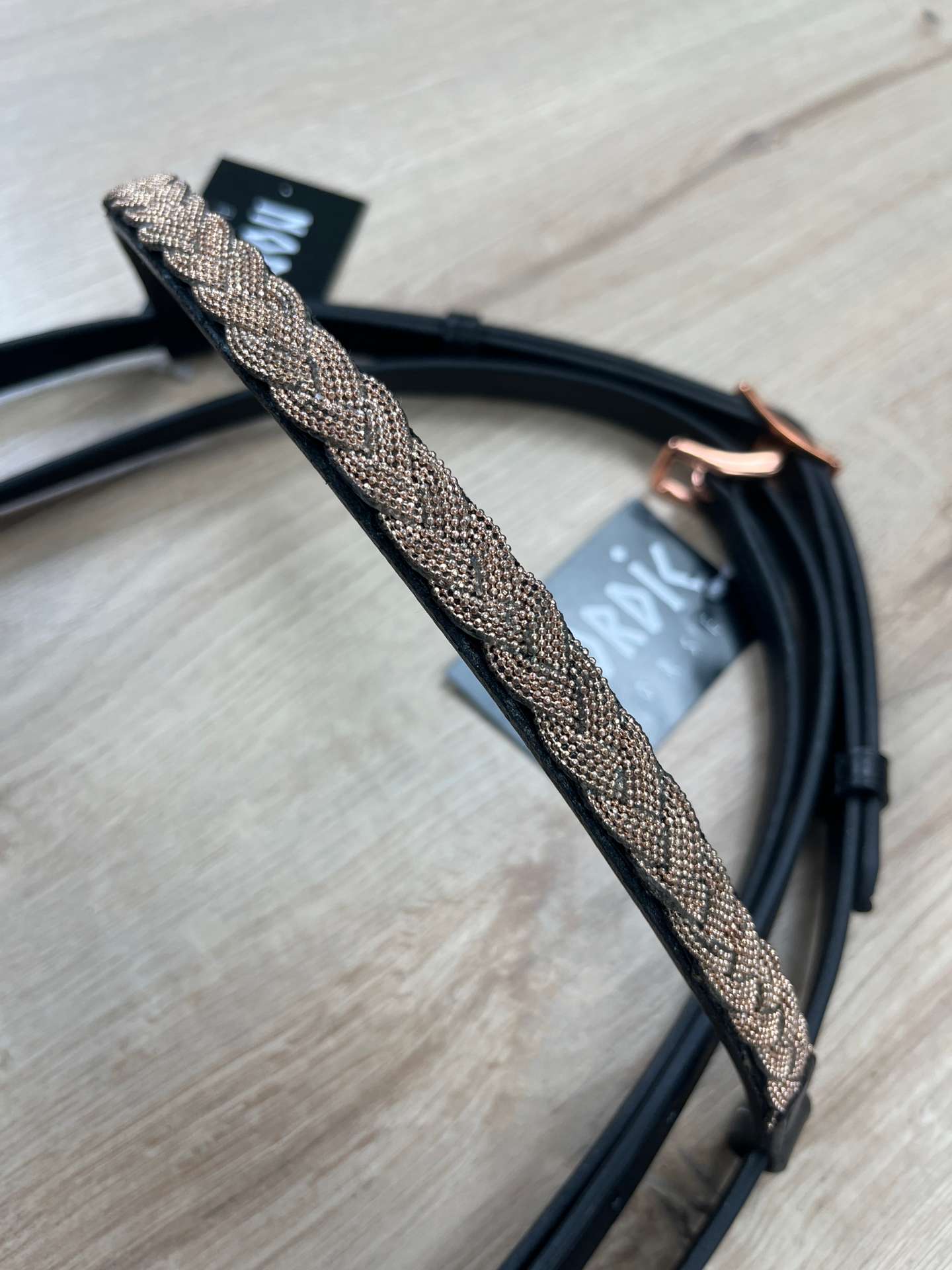 IMG_4330 Nordic Horse Trense komplett roségold geflochten hann. Reithalfter