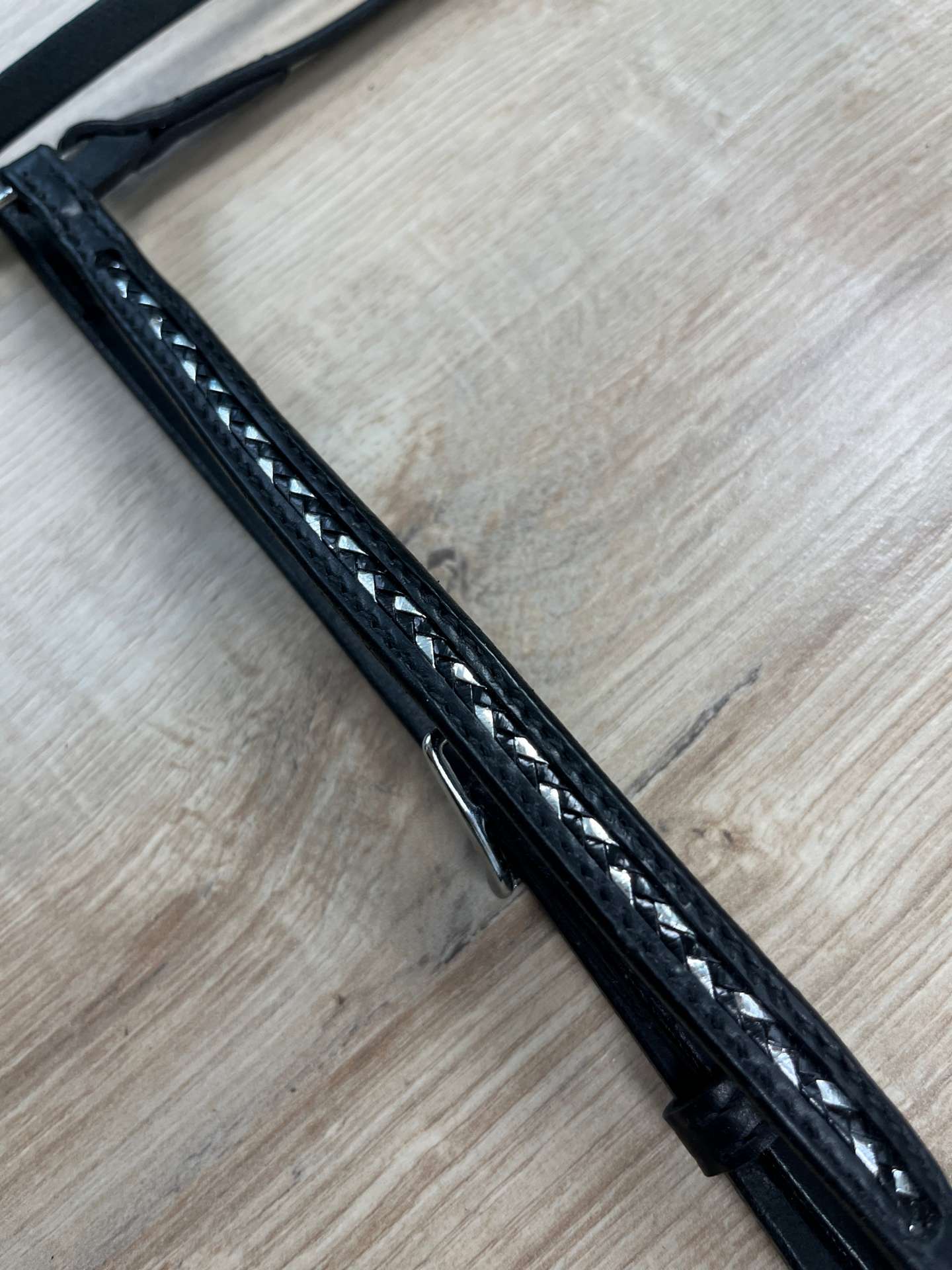 Nordic Horse Trense komplett schwarz-silber geflochten zierlich, hann. Reithalfter