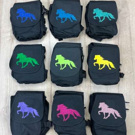 Vorderpacktasche doppelt mit farbigem Islandpferd