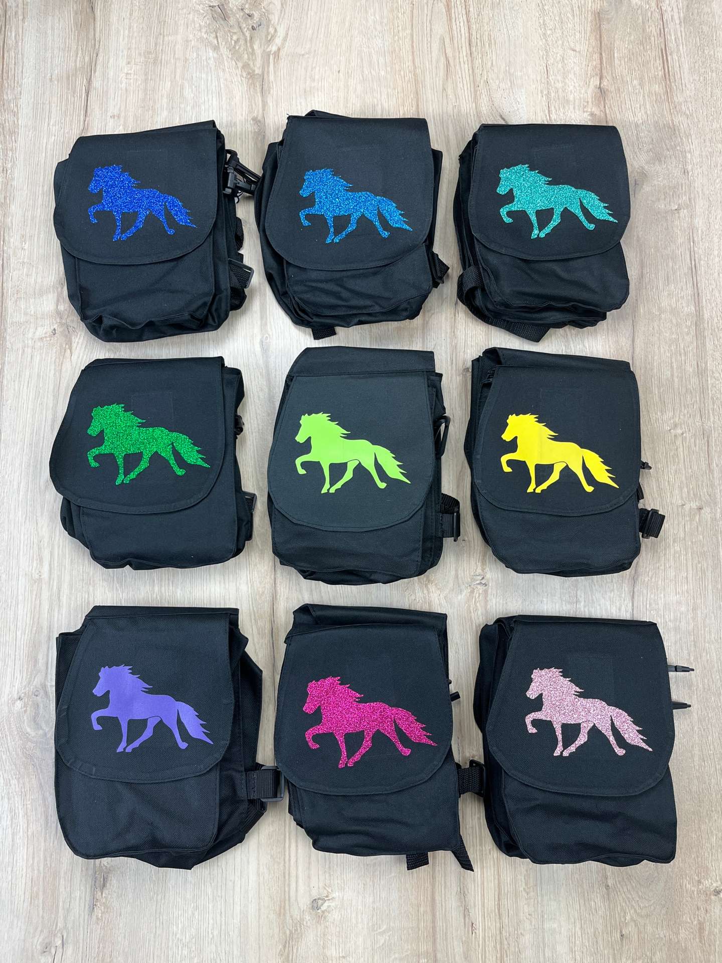 Vorderpacktasche doppelt mit farbigem Islandpferd