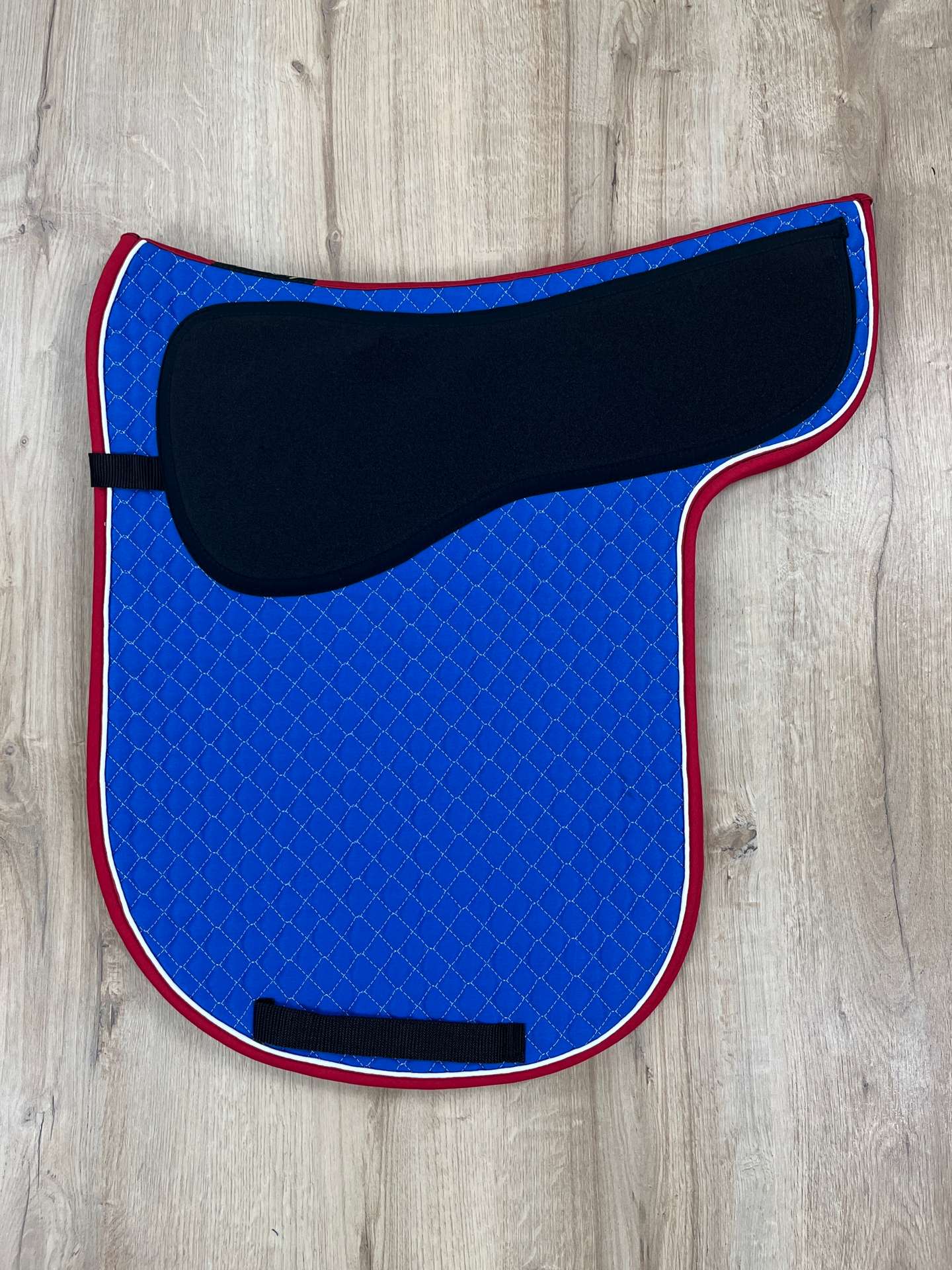 Satteldecke Island Antishock royal Biese weiß Einfass rot