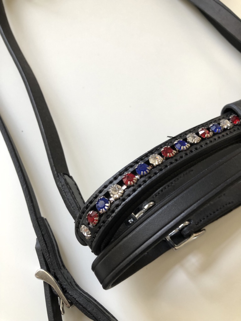 Trense Nordic Horse engl. komb. Reithalfter, islandfarbene Steine, ohne Stirnriemen