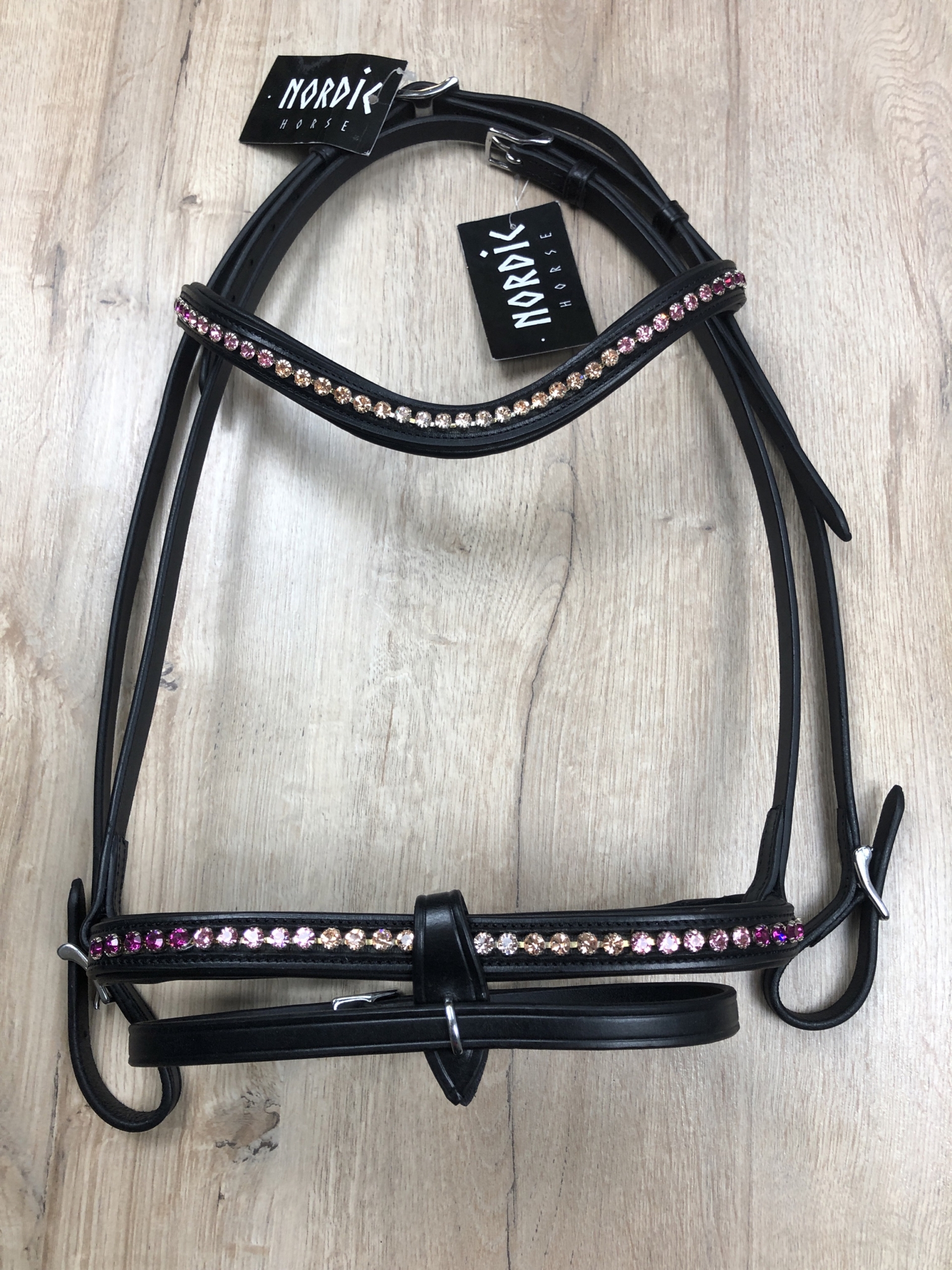 Nordic Horse Trense mit Farbverlauf rosa-pink mit engl.kombiniertem Reithalfter