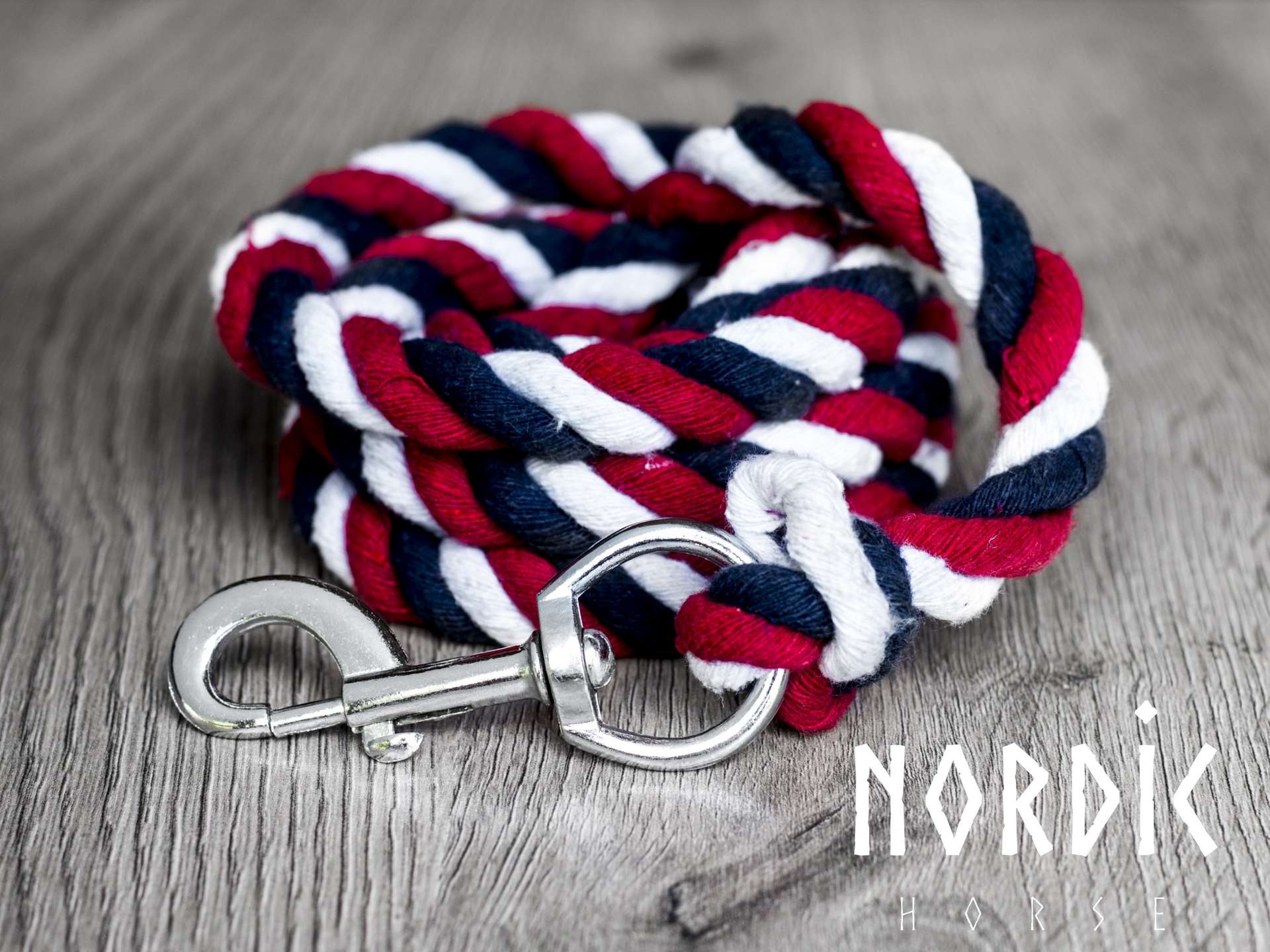 Nordic Horse Führstrick, Anbindestrick islandfarben mit silbernem Karabiner