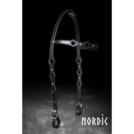 Kopfstück Nordic Horse 18 Ausschnitte am Stirnband u. Seitenteile, einzelne Steine